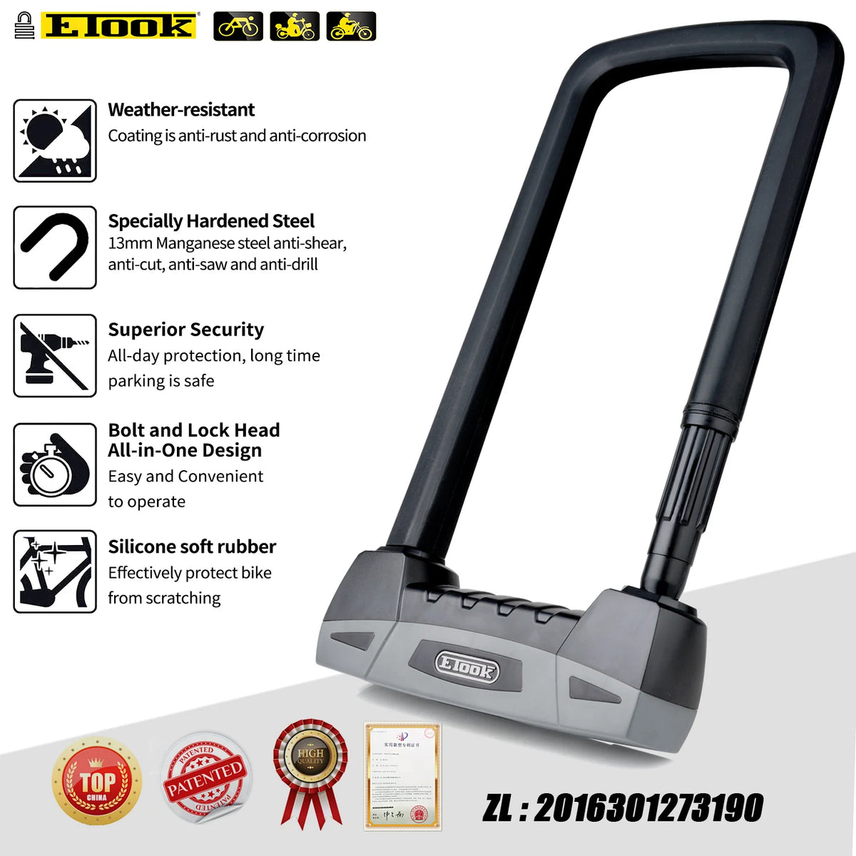 ETOOK ET500 Steel U-Lock