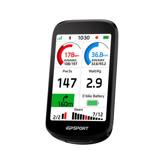 White iGPSPORT BSC500 GPS bike computer with color touchscreen
